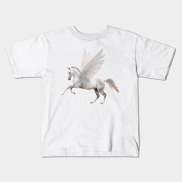 Pegasus on Pink Kids T-Shirt by Elizabeths-Arts